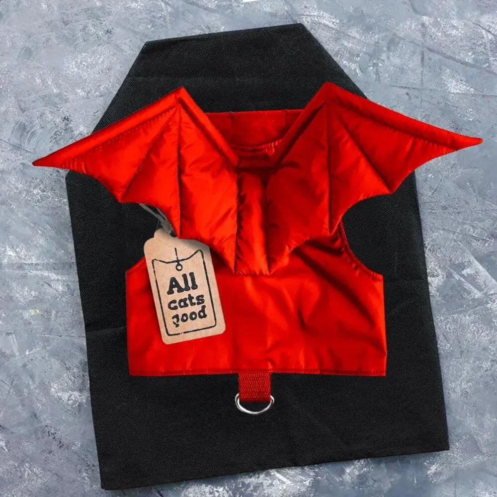 Red Dragon / Dracula / Vampire Cat Walking Harness Escape-proof Removable Wings